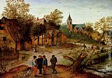 A Village Landscape With Farmers by Pieter the Younger Brueghel
